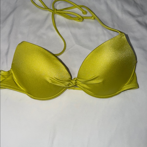 Victoria's Secret Swimwear Bikini Top Push Up Halter Neon Yellow 34B - Picture 2 of 5